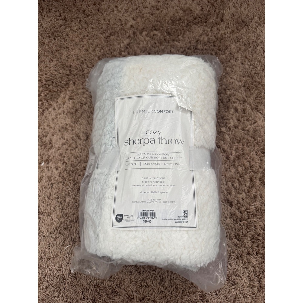 Premier Comfort Cozy Sherpa Throw Blanket White 50x60 Super Soft New‎